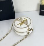 YSL round bun bag with chain strap white size: 17cm - 图片 4