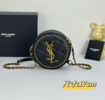 YSL round bun bag with chain strap black size: 17cm
