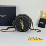 YSL round bun bag with chain strap black size: 17cm