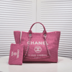 Chanel new beach bag denim bag pink with little wallet size: 48*38*30*14cm