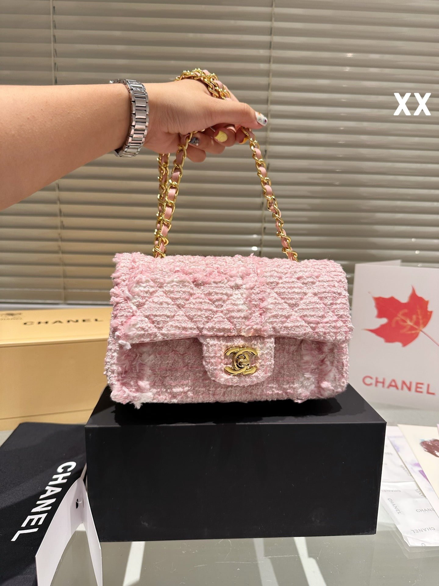 微信图片_20231108102823 Chanel 22k woolen chain bag pink size: 20*11cm - 图片 1