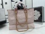 Chanel canvas tote bag Pink light gold size: 38cm - 图片 5