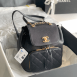 Chanel Classic backpack Black ball pattern series size: 24x21x16cm